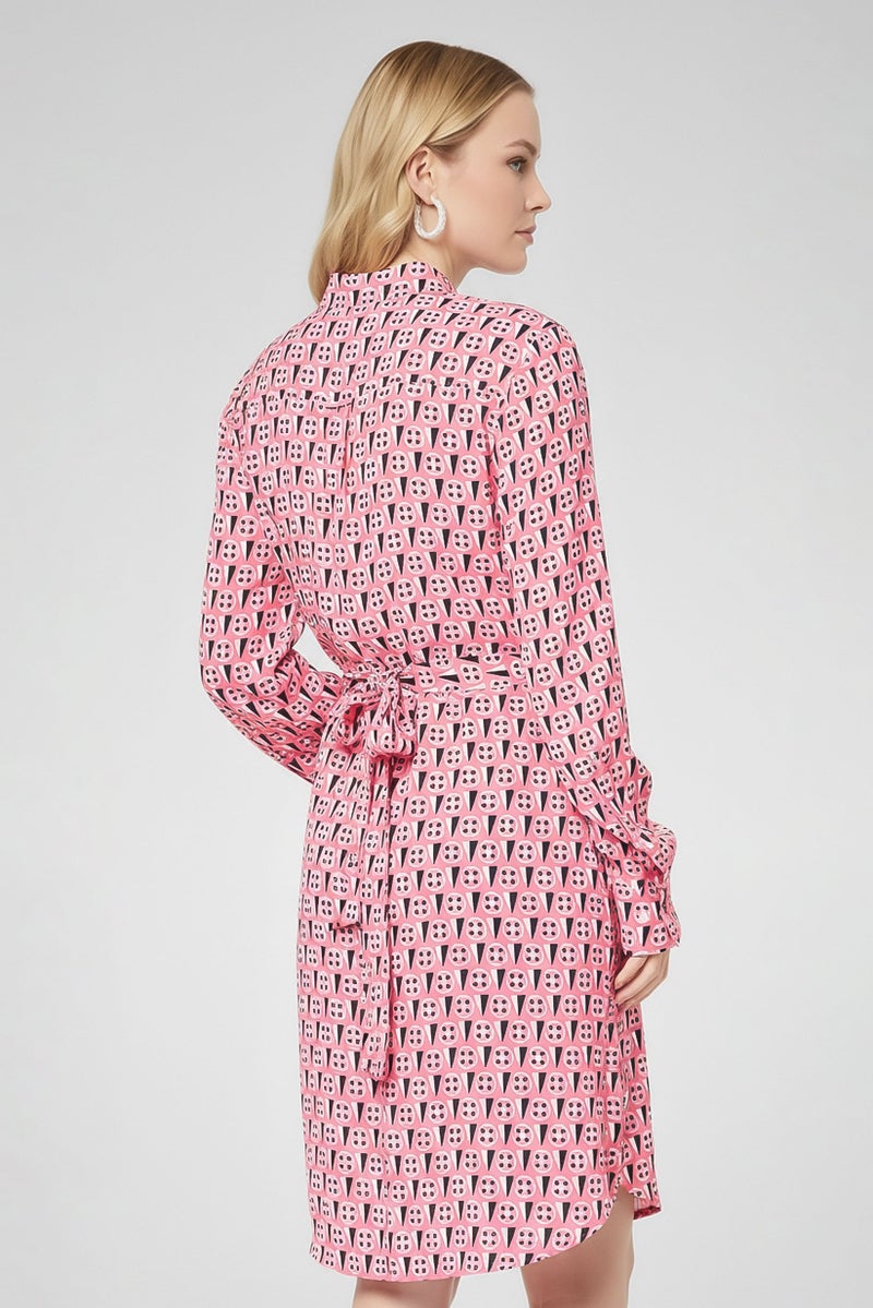 GANT فستان ميني مطبوع بالكامل للنساء، متعدد الألوان - Image 4